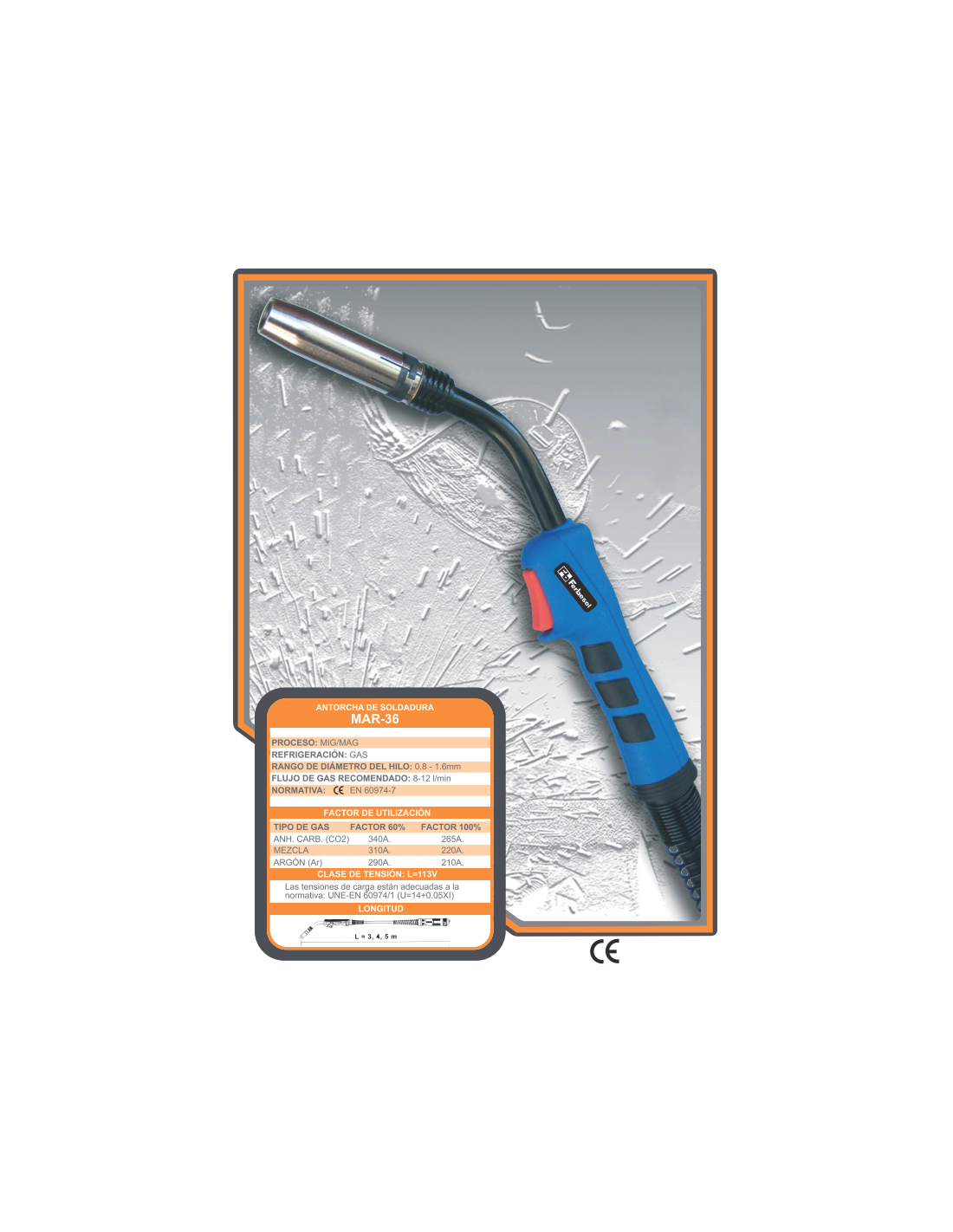 Antorcha soldadura Mig/Mag FB36 (4 mts.)