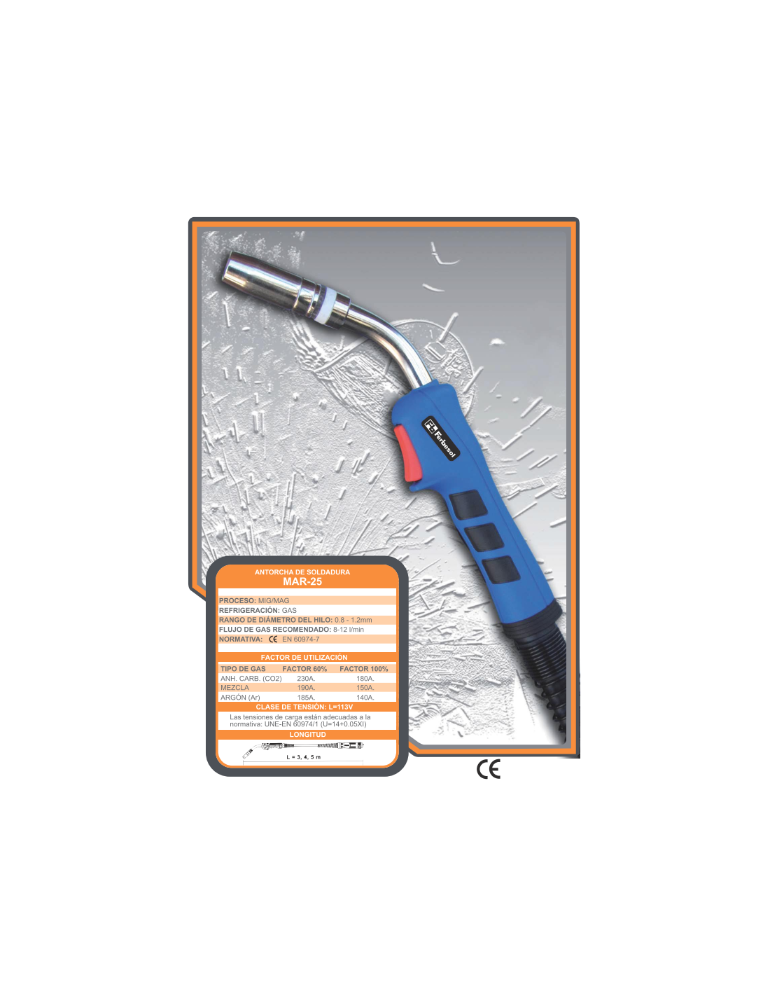 Antorcha soldadura Mig/Mag FB25 (3 mts.)
